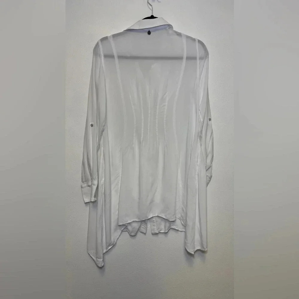 Soft Surroundings Button Down Long Line Shirt Blouse - Minimalist Classic Top - Picture 5 of 5